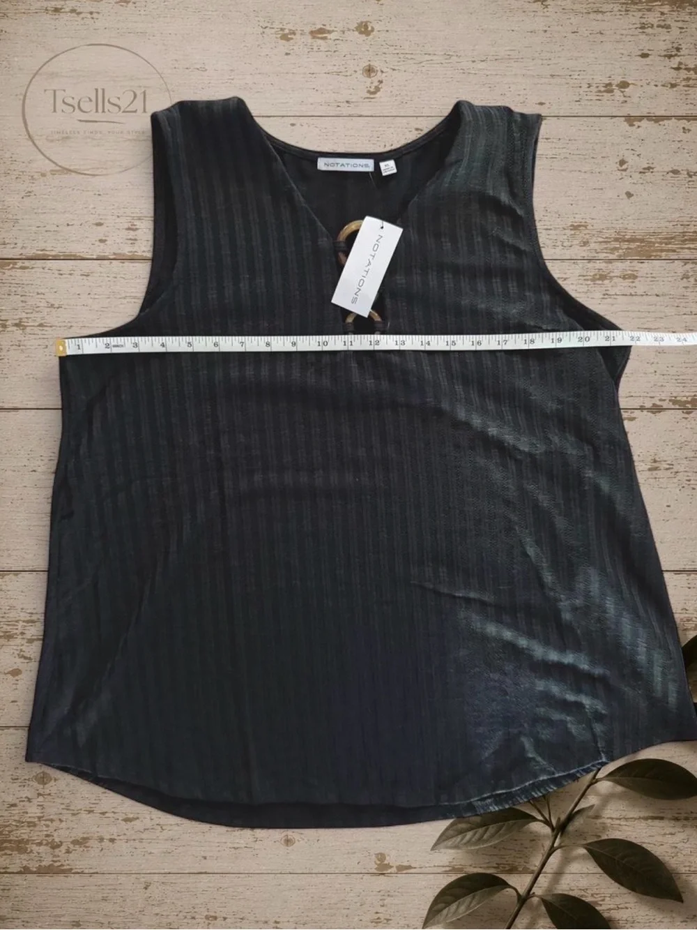 NWT Notations Ribbed Sleeveless Ring Front Top - Size XL